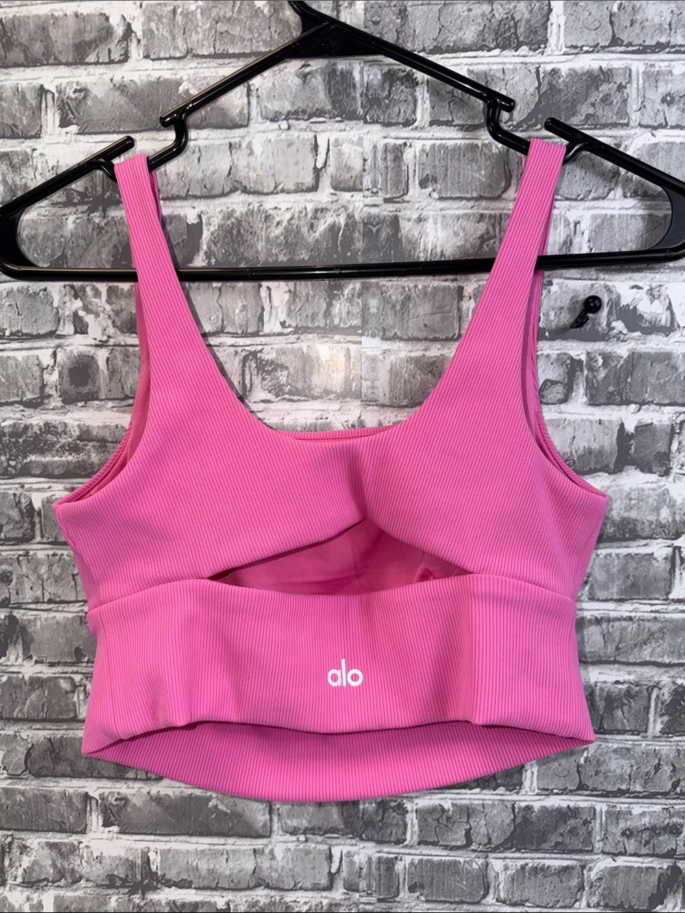 ALO Yoga Hot Pink Ribbed Cutout Crop Tank